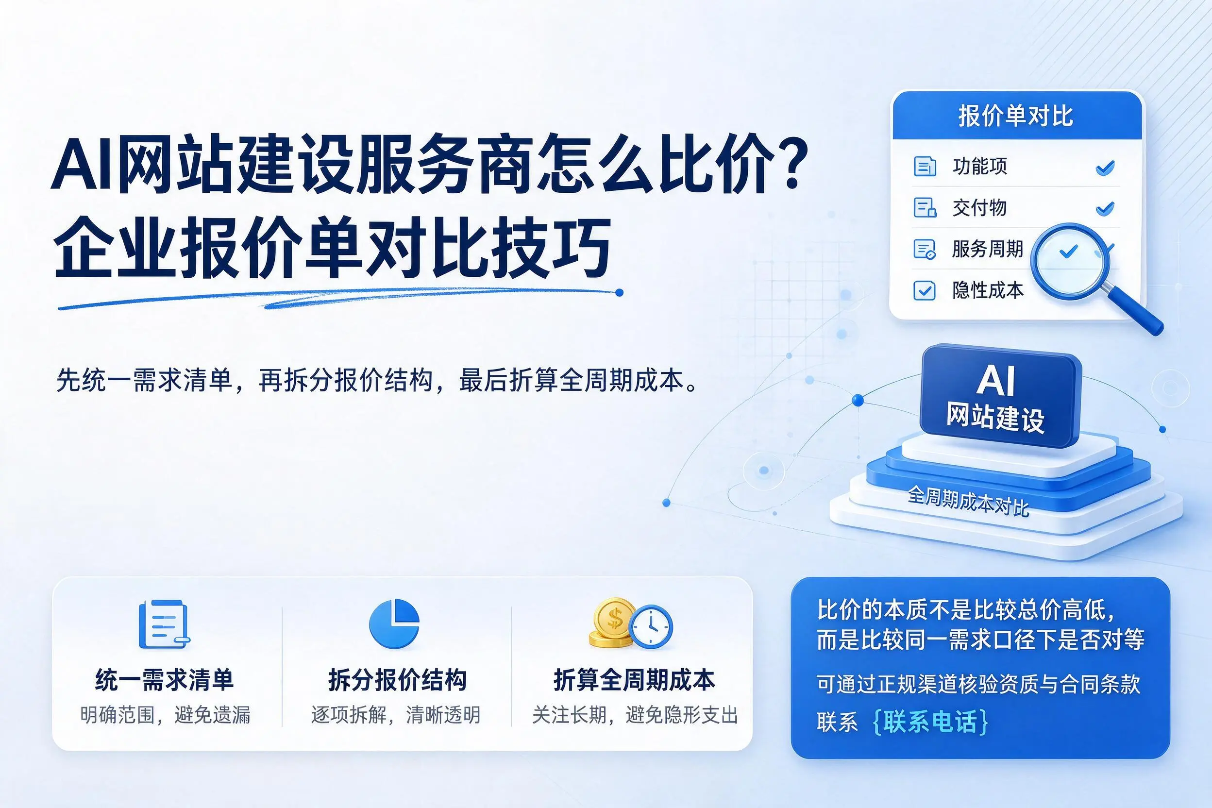 AI网站建设服务商怎么比价？锦州企业报价单对比技巧